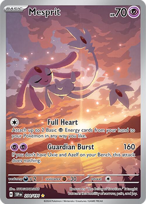 Mesprit Illustration Rare SV08: Surging Sparks 204/191 MP (Back)