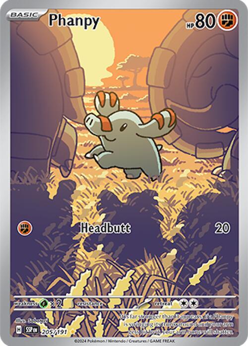 Phanpy Illustration Rare SV08: Surging Sparks 205/191 NM (Back)