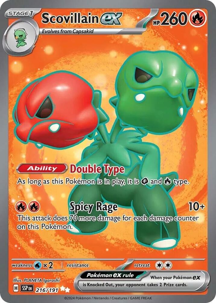 Scovillain ex Ultra Rare SV08: Surging Sparks 216/191 MP (Back)