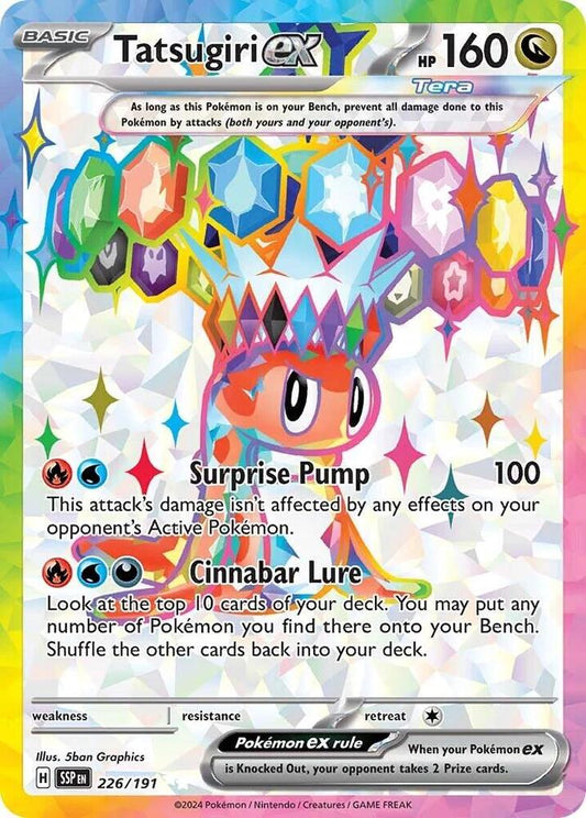 Tatsugiri ex Ultra Rare SV08: Surging Sparks 226/191 NM (Back)