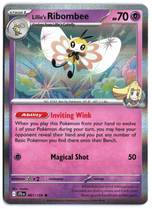 Lillie's Ribombee - Rare SV09: Journey Together 067/159 MP (Back)