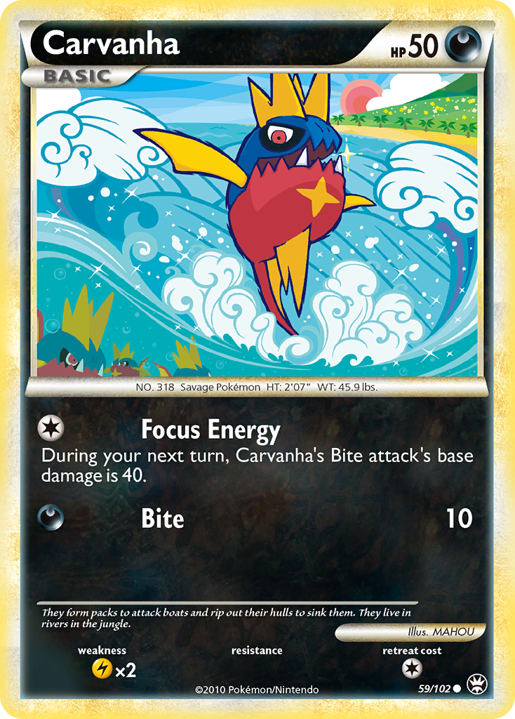 Carvanha 59/102 Pokémon Triumphant (2010) English card — catalogue reference