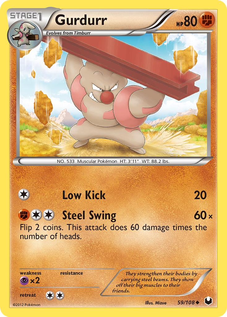 Gurdurr 59/108 Pokémon Dark Explorers (2012) English card — catalogue reference