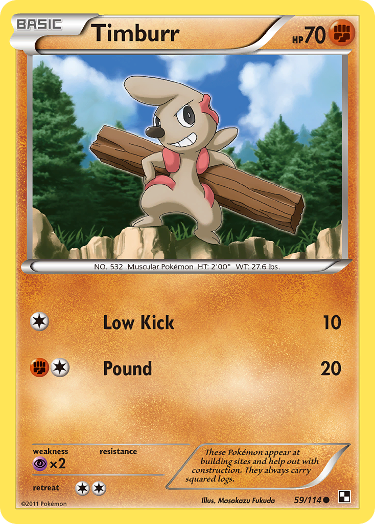 Timburr 59/114 Pokémon Black & White (2011) English card — catalogue reference