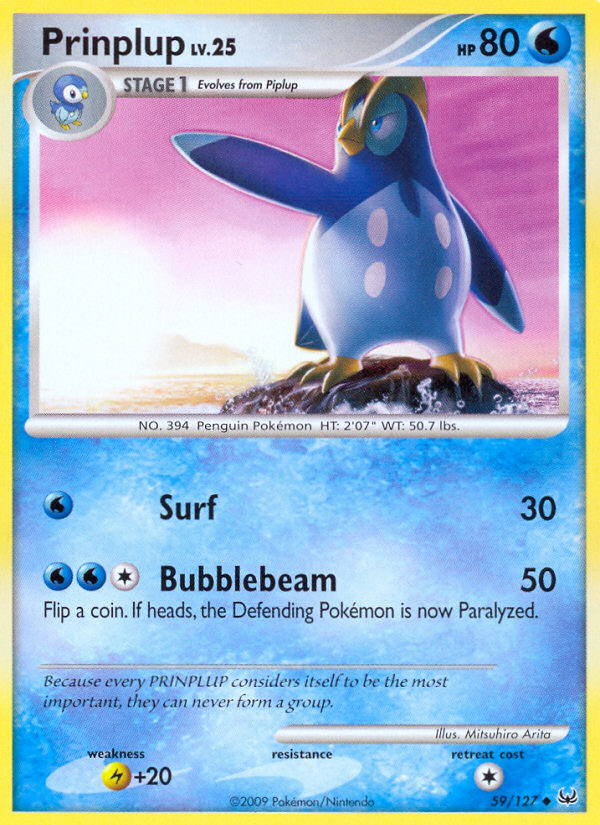 Prinplup 59/127 Pokémon Platinum (2009) English card — catalogue reference