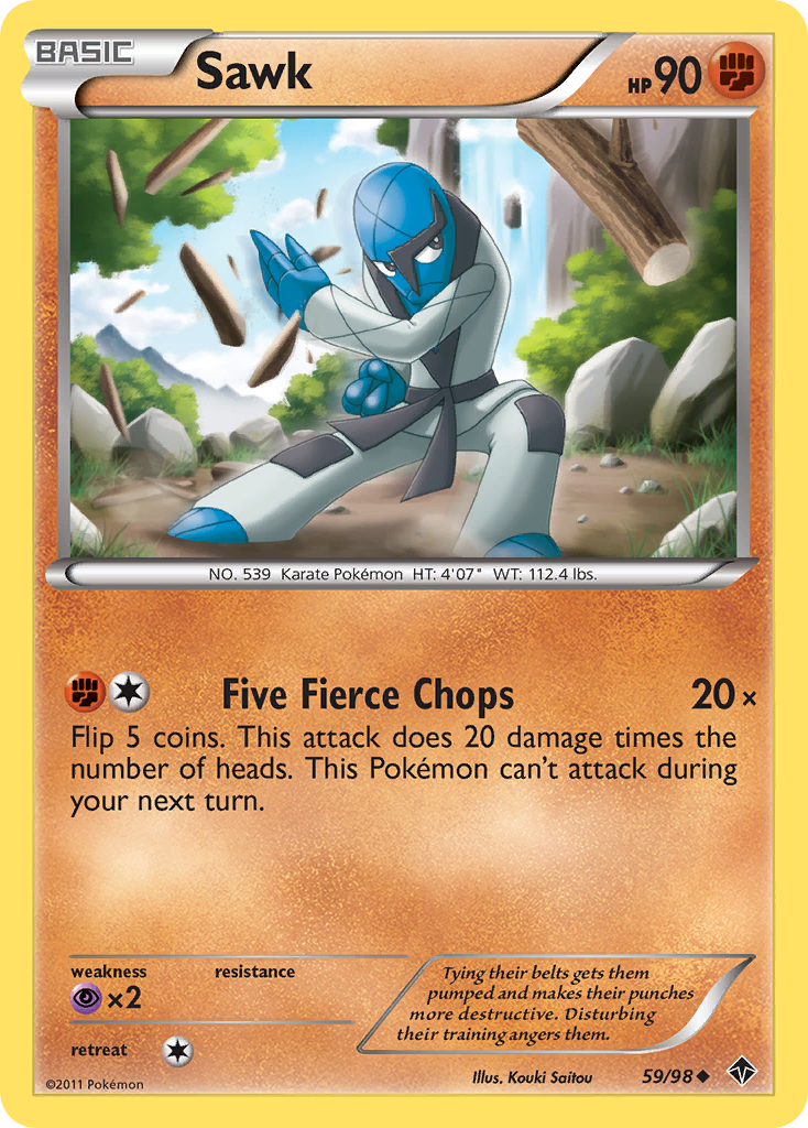 Sawk 59/98 Pokémon Emerging Powers (2011) English card — catalogue reference