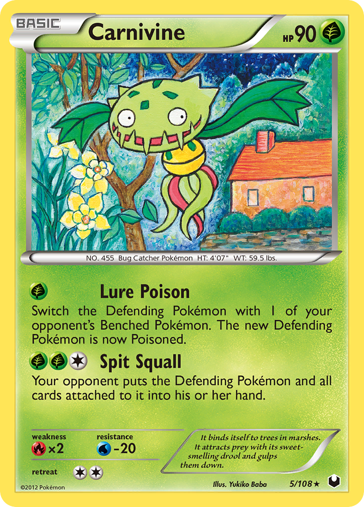 Carnivine 5/108 Pokémon Dark Explorers (2012) English card — catalogue reference