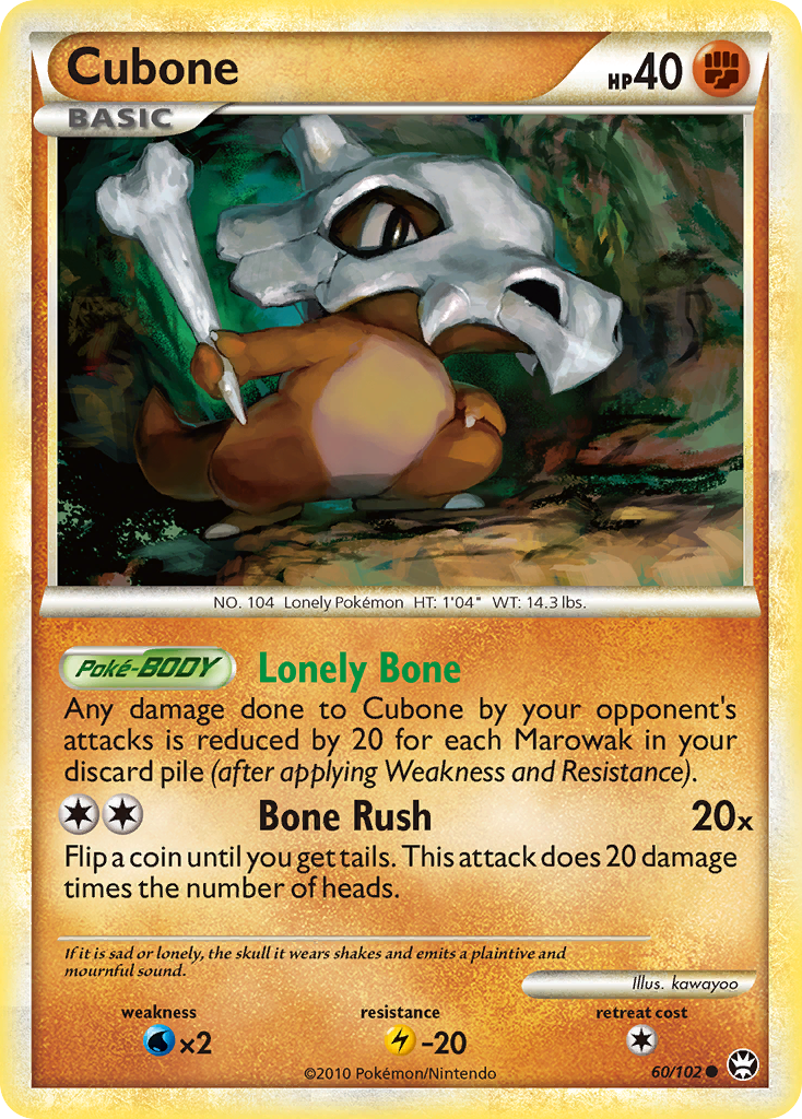 Cubone 60/102 Pokémon Triumphant (2010) English card — catalogue reference