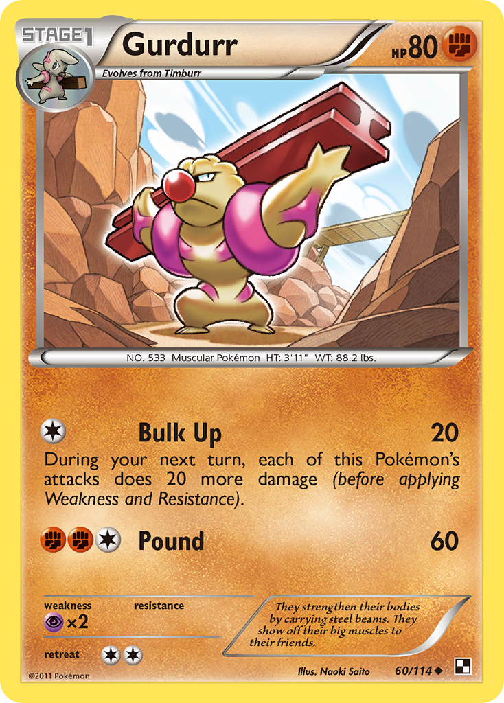Gurdurr 60/114 Pokémon Black & White (2011) English card — catalogue reference