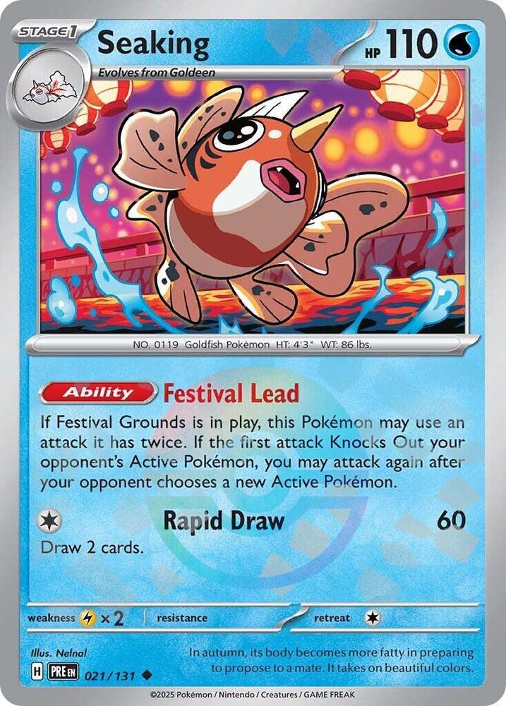 Seaking (Poke Ball Pattern) Uncommon SV: Prismatic Evolutions 021/131 MP (Back)