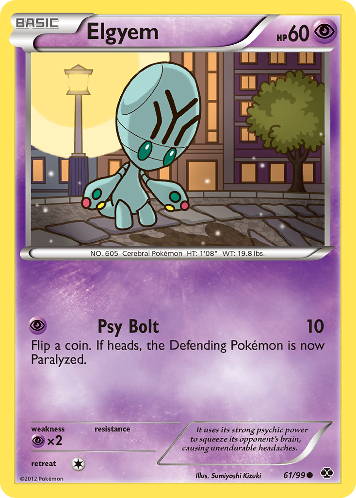 Elgyem 61/99 Pokémon Next Destinies (2012) English card — catalogue reference