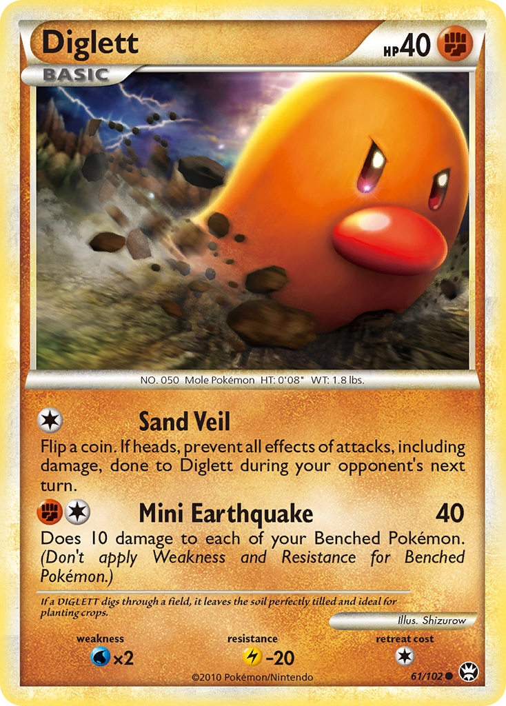 Diglett 61/102 Pokémon Triumphant (2010) English card — catalogue reference