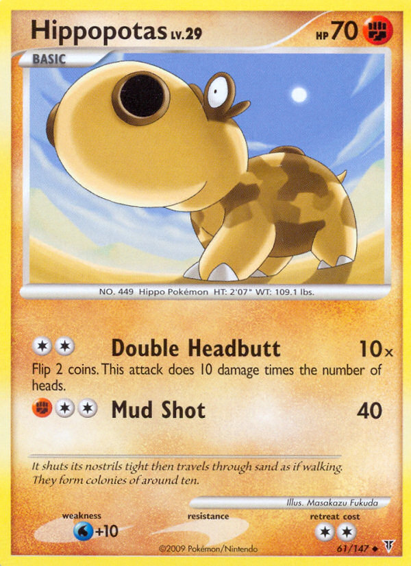 Hippopotas 61/147 Pokémon Supreme Victors (2009) English card — catalogue reference