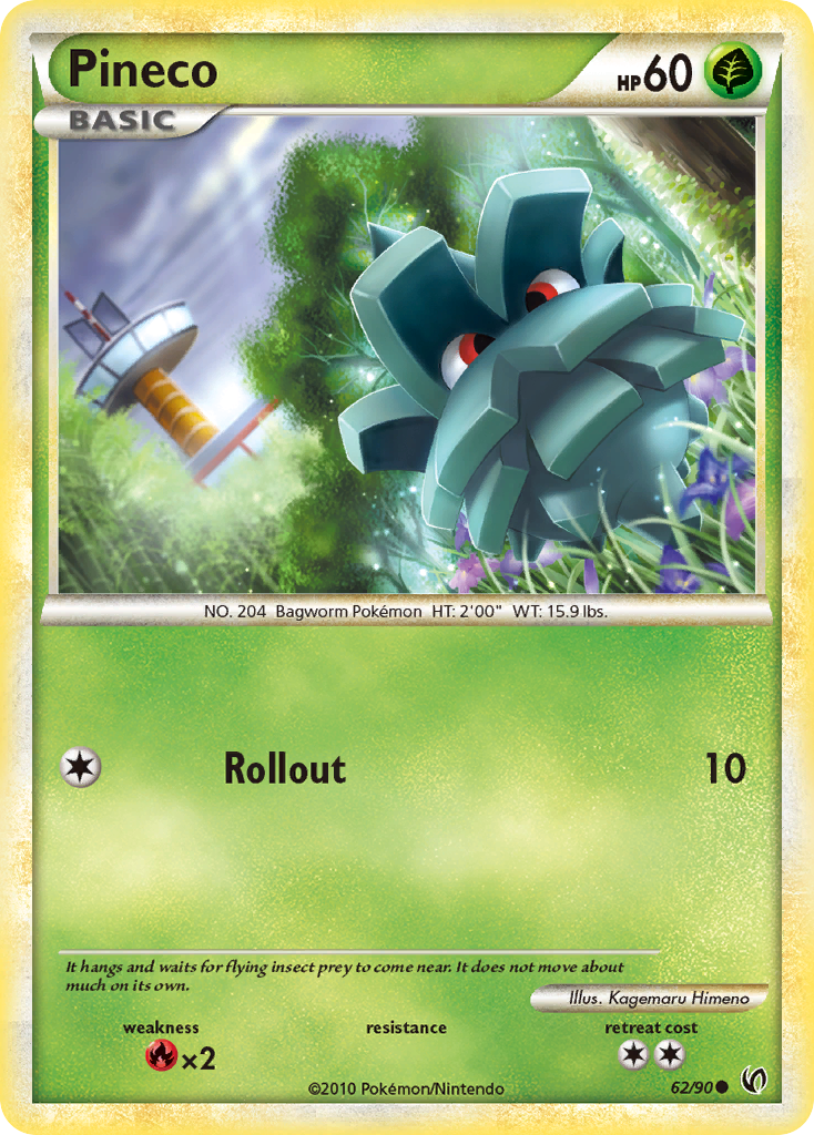 Pineco 62/90 Pokémon Undaunted (2010) English card — catalogue reference