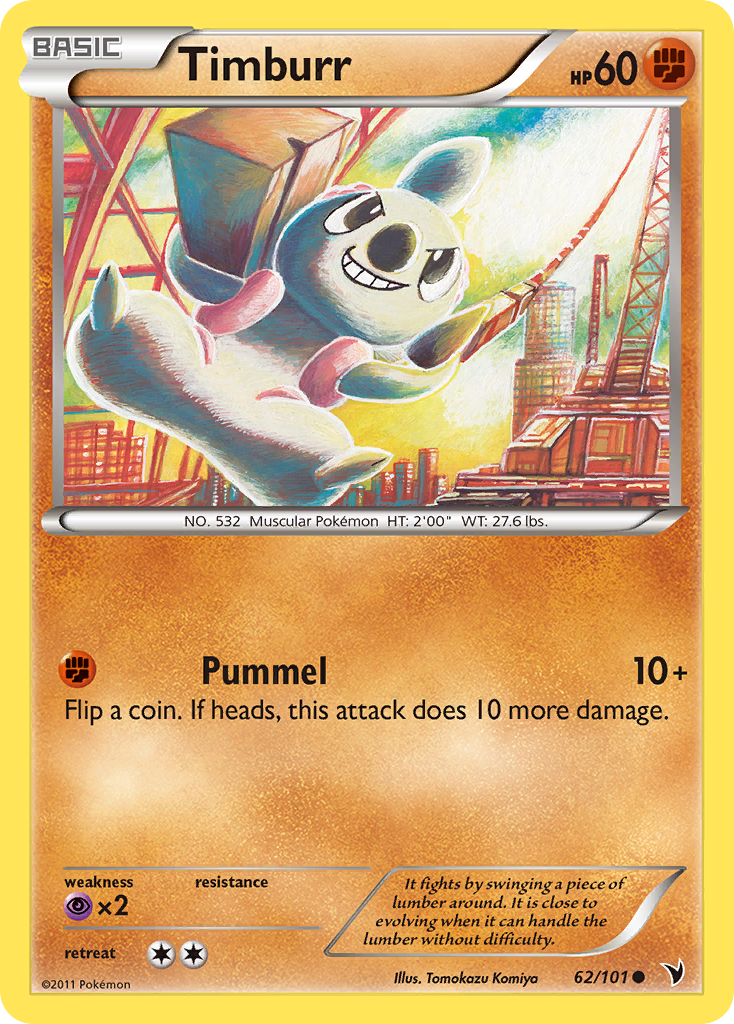 Timburr 62/101 Pokémon Noble Victories (2011) English card — catalogue reference