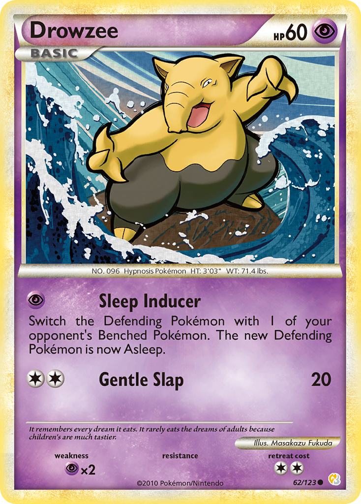 Drowzee 62/123 Pokémon HeartGold & SoulSilver (2010) English card — catalogue reference