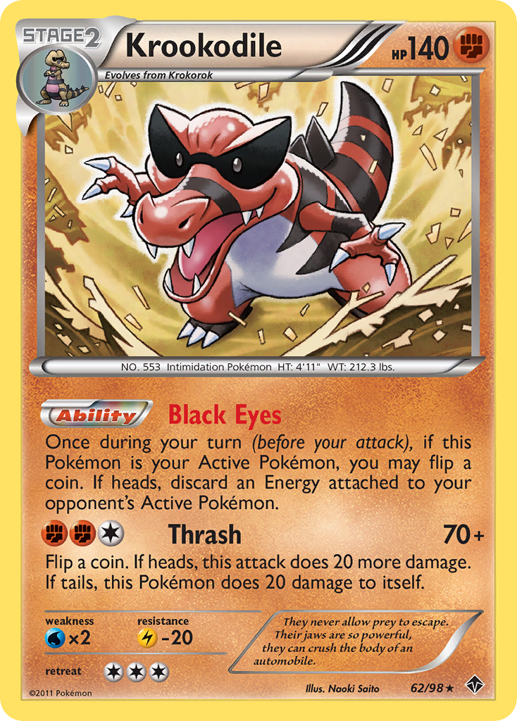 Krookodile 62/98 Pokémon Emerging Powers (2011) English card — catalogue reference