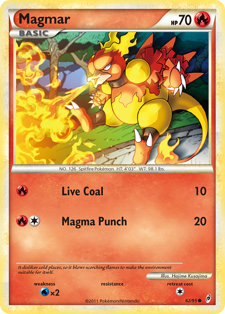 Magmar 62/95 Pokémon Call of Legends (2011) English card — catalogue reference