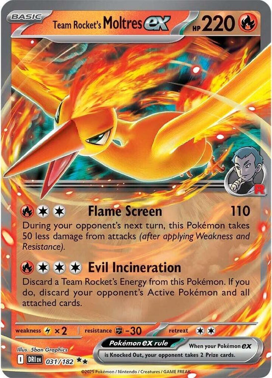 Team Rocket's Moltres ex Double Rare SV10: Destined Rivals 031/182 MP (Back)