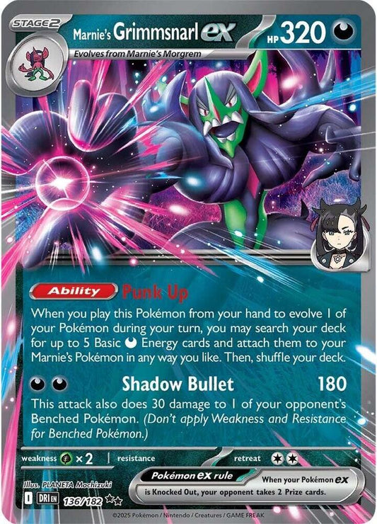 Marnie's Grimmsnarl ex Double Rare SV10: Destined Rivals 136/182 MP (Back)