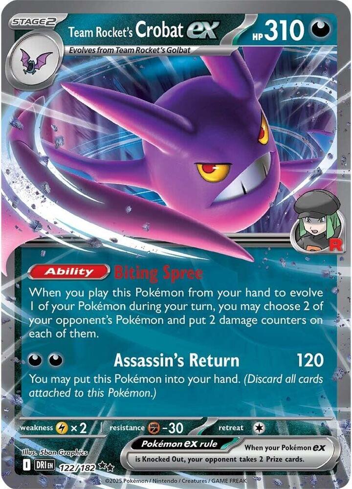 Team Rocket's Crobat ex Double Rare SV10: Destined Rivals 122/182 NM (Back)