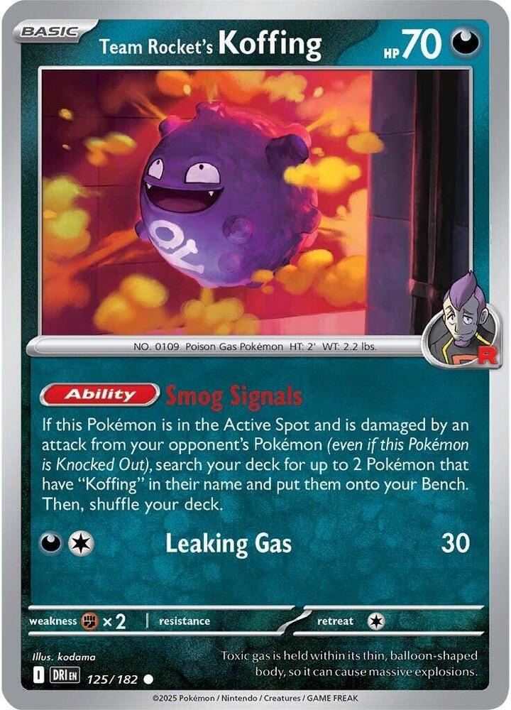 Team Rocket's Koffing Common SV10: Destined Rivals 125/182 MP (Back)