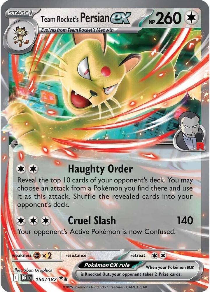 Team Rocket's Persian ex Double Rare SV10: Destined Rivals 150/182 MP (Back)