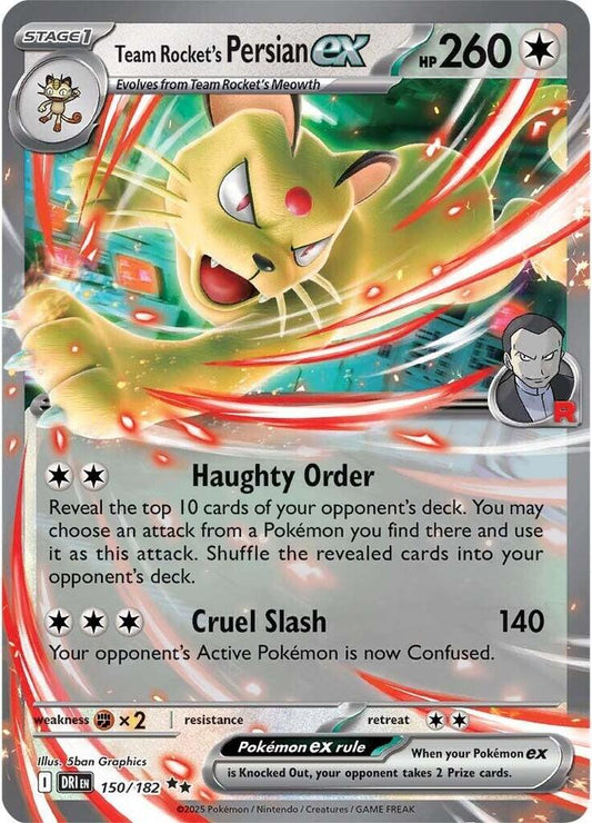 Team Rocket's Persian ex Double Rare SV10: Destined Rivals 150/182 MP (Back)
