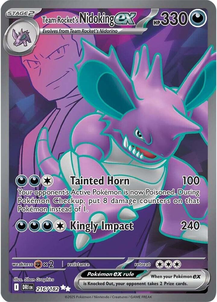 Team Rocket's Nidoking ex - Ultra Rare SV10: Destined Rivals 216/182 MP (Back)