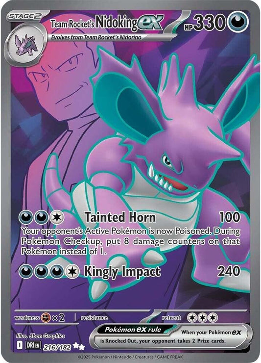 Team Rocket's Nidoking ex - Ultra Rare SV10: Destined Rivals 216/182 MP (Back)