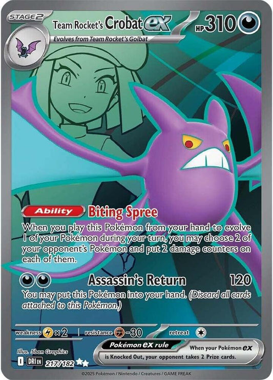 Team Rocket's Crobat ex - Ultra Rare SV10: Destined Rivals 217/182 MP (Back)
