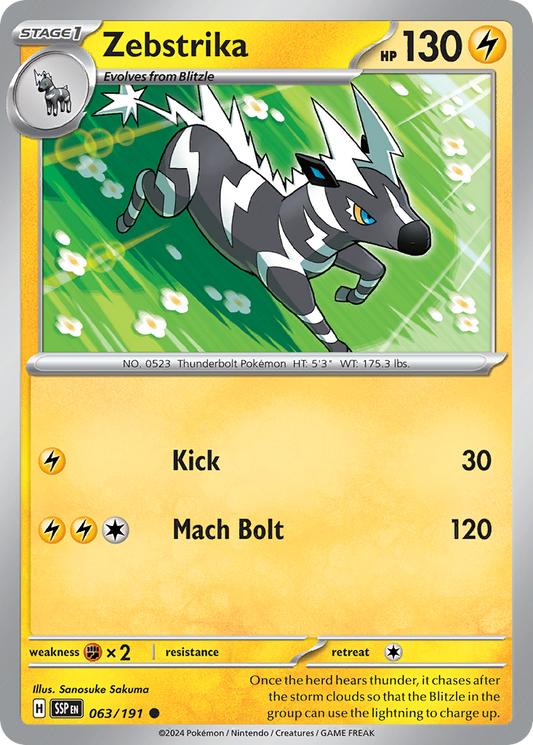 Pokemon Zebstrika Surging Sparks 063/191