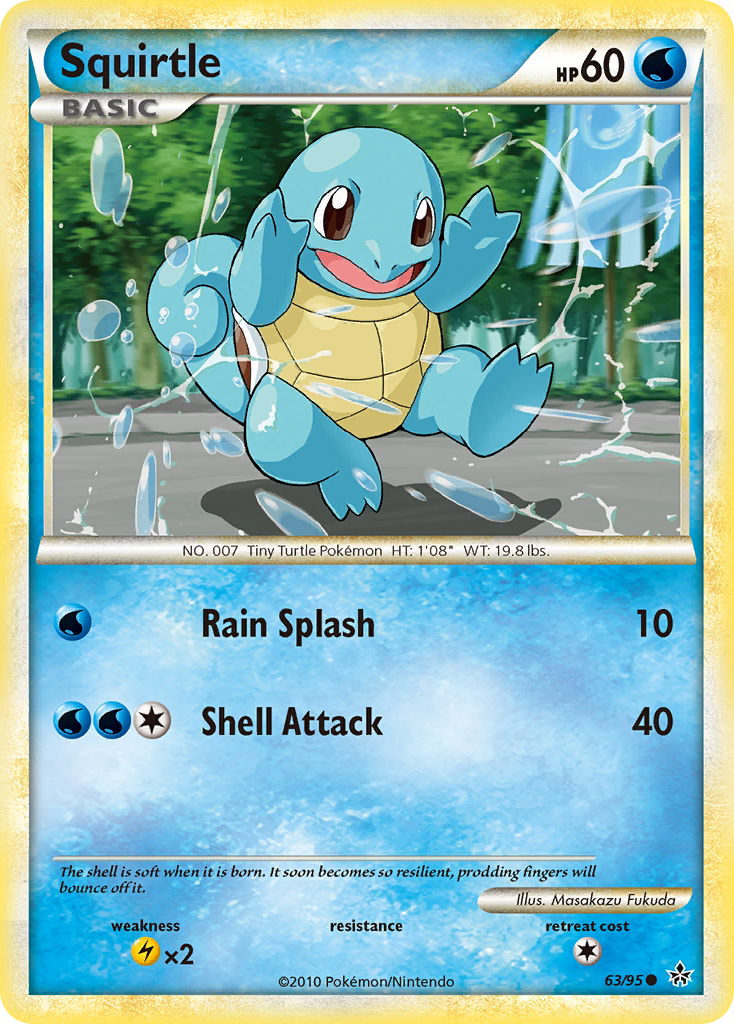 Squirtle 63/95 Pokémon Unleashed (2010) English card — catalogue reference