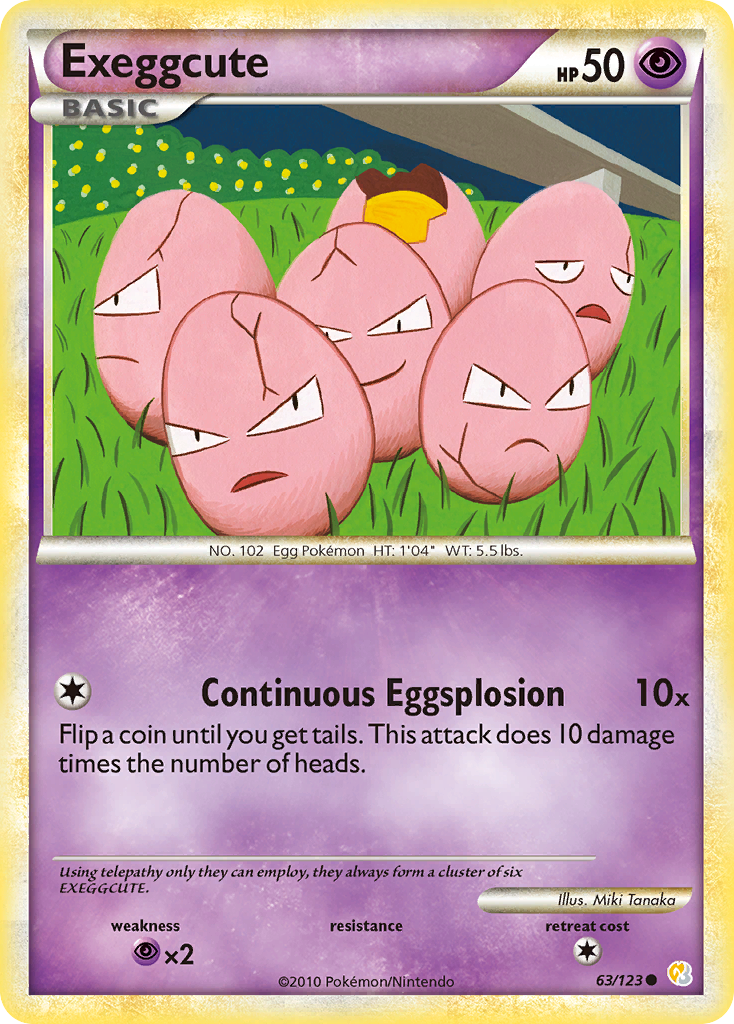Exeggcute 63/123 Pokémon HeartGold & SoulSilver (2010) English card — catalogue reference