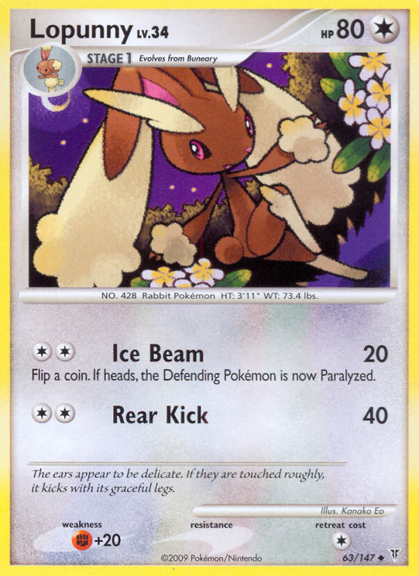 Lopunny 63/147 Pokémon Supreme Victors (2009) English card — catalogue reference