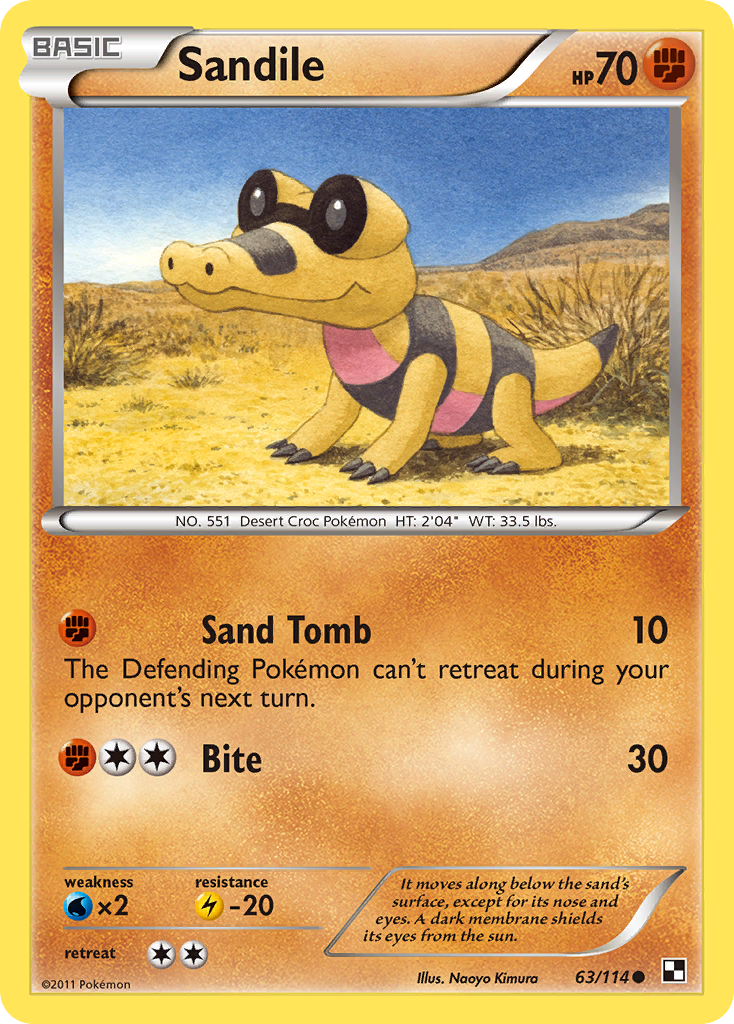 Sandile 63/114 Pokémon Black & White (2011) English card — catalogue reference