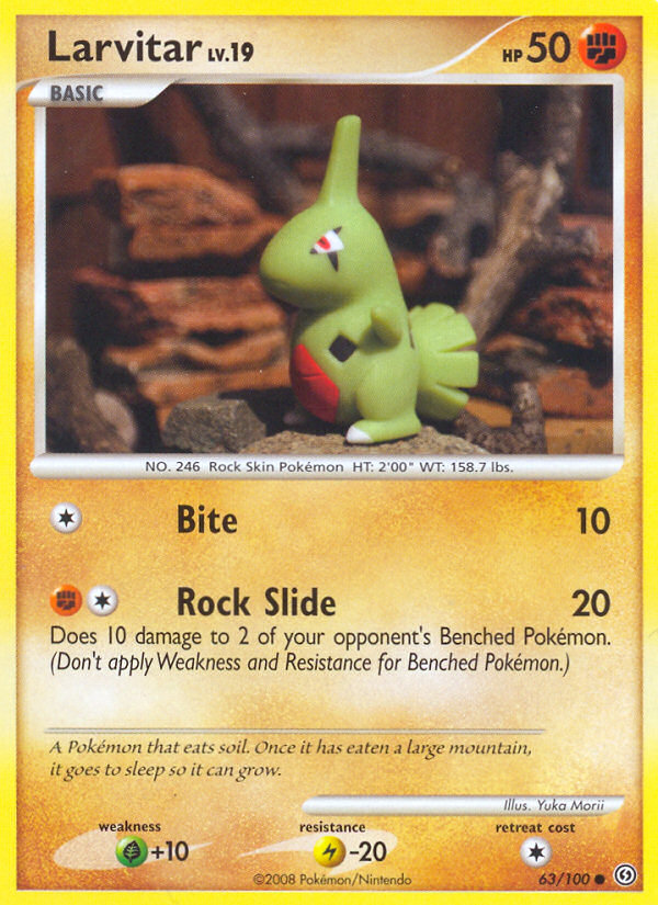 Larvitar 63/100 Pokémon Stormfront (2008) English card — catalogue reference