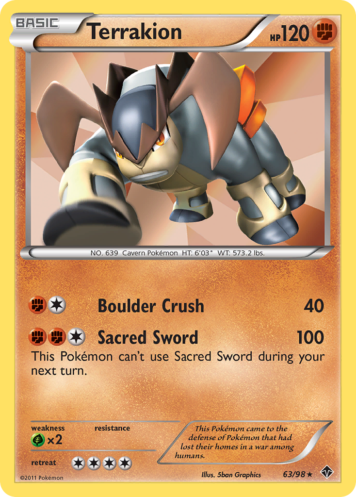 Terrakion 63/98 Pokémon Emerging Powers (2011) English card — catalogue reference
