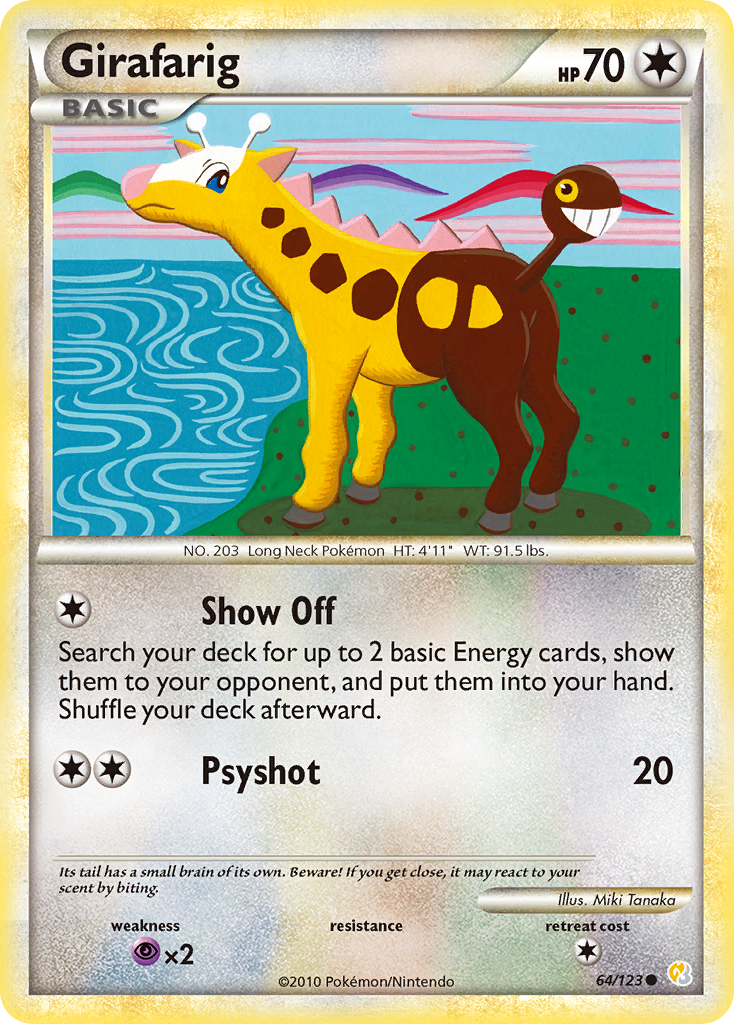Girafarig 64/123 Pokémon HeartGold & SoulSilver (2010) English card — catalogue reference