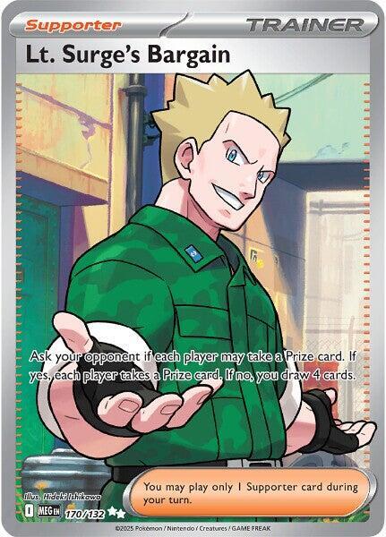 Lt. Surge's Bargain Ultra Rare ME01: Mega Evolution 170/132 NM (Back)