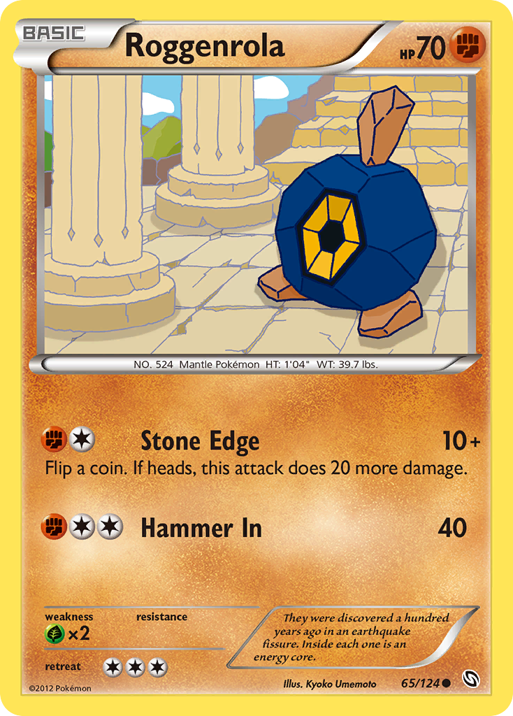 Roggenrola 65/124 Pokémon Dragons Exalted (2012) English card — catalogue reference