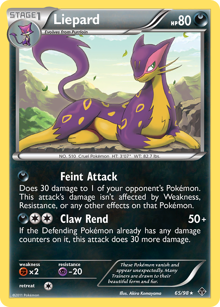 Liepard 65/98 Pokémon Emerging Powers (2011) English card — catalogue reference