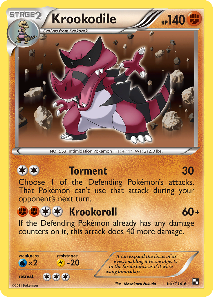 Krookodile 65/114 Pokémon Black & White (2011) English card — catalogue reference