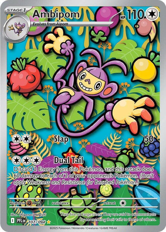Ambipom Illustration Rare ME02: Phantasmal Flames 107/094 NM (Back)