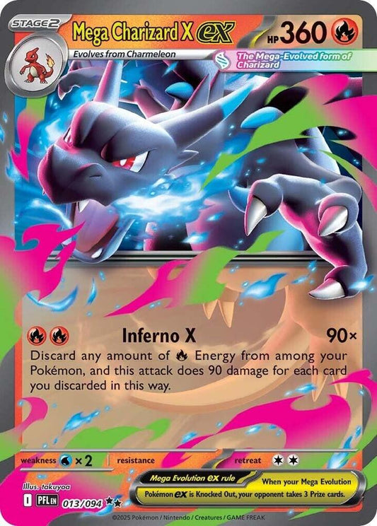 Mega Charizard X ex - Double Rare ME02: Phantasmal Flames 013/094 MP (Back)