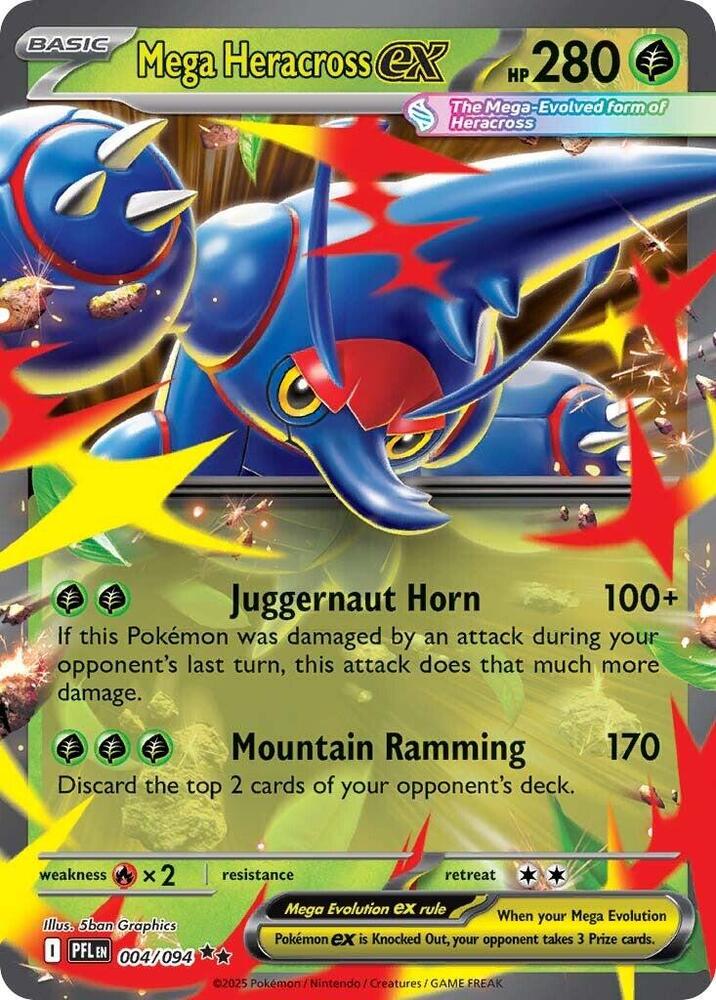 Mega Heracross ex - Double Rare ME02: Phantasmal Flames 004/094 MP (Back)