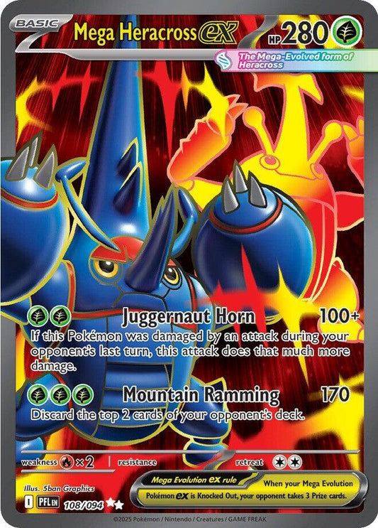 Mega Heracross ex - Ultra Rare ME02: Phantasmal Flames 108/094 MP (Back)