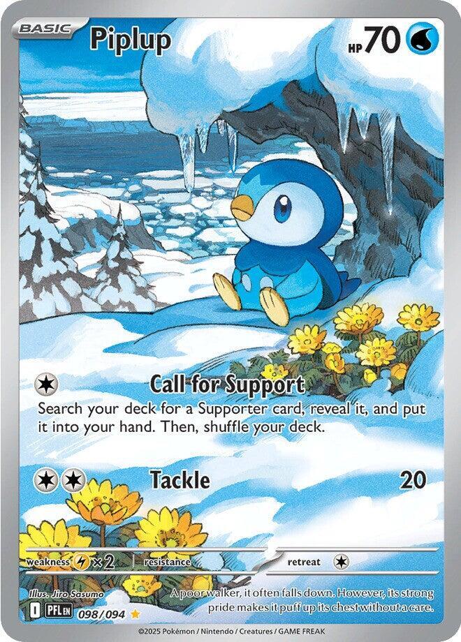 Piplup - Illustration Rare ME02: Phantasmal Flames 098/094 MP (Back)