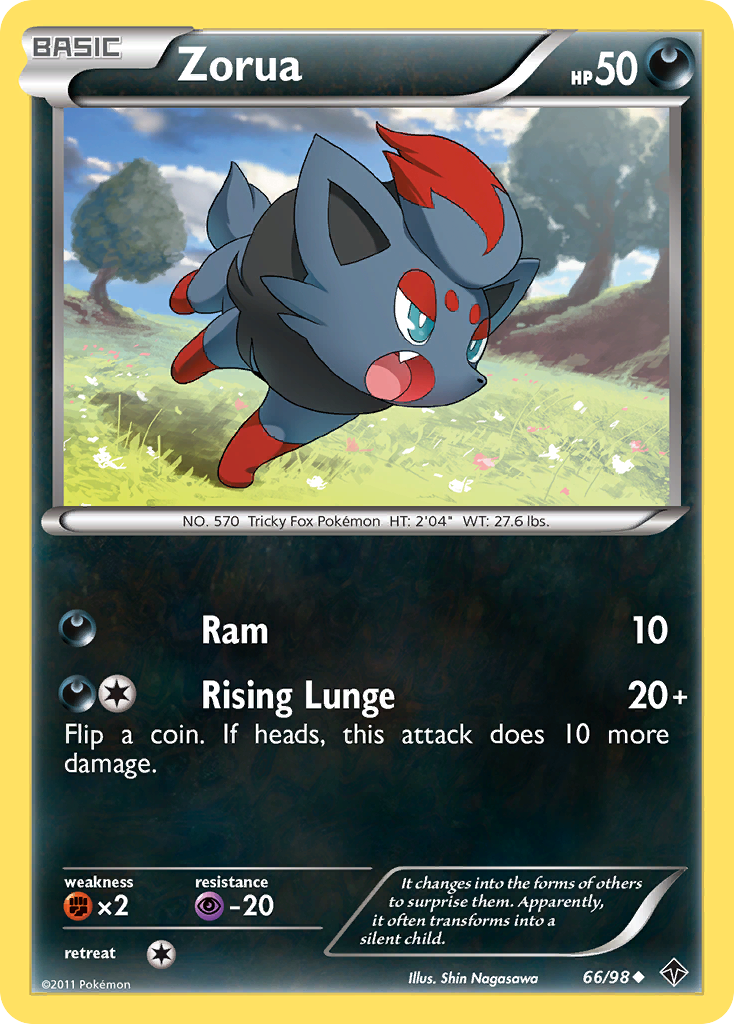 Zorua 66/98 Pokémon Emerging Powers (2011) English card — catalogue reference