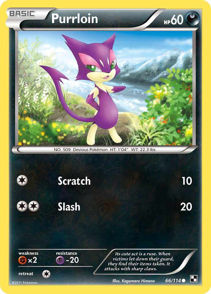 Purrloin 66/114 Pokémon Black & White (2011) English card — catalogue reference